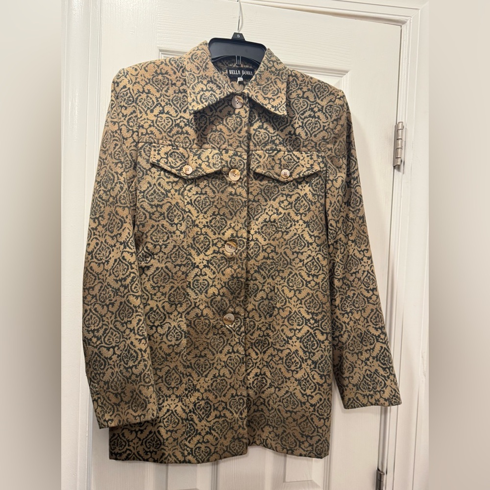 Vintage light weight fully lined jacket/ black tan/European size 40/ 6-8 US size